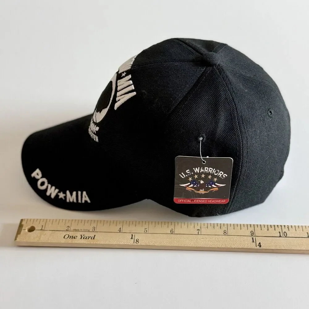 US Warriors POW-MIA You Are Not Forgotten Embroidered Shadow Black Cap NEW w/Tag